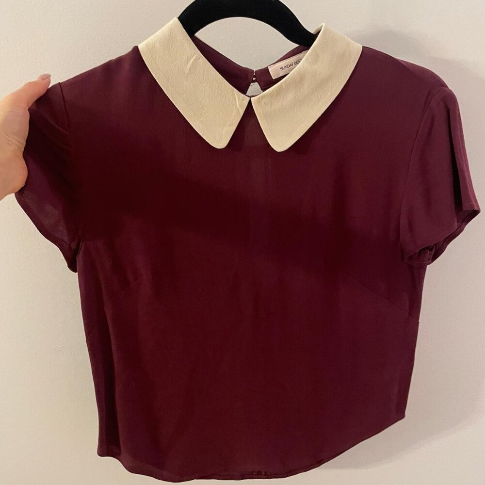 Sunday Best Patterson Shirt in Maroon (Aritzia), 2XS